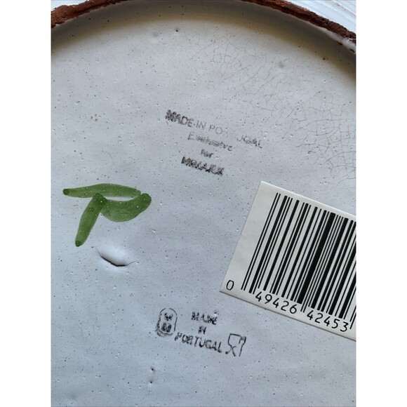 Two (2) HIMARK Spongeware Bowl Blue Yellow Flowers Dinner PlatesMade in Portugal - Picture 5 of 6